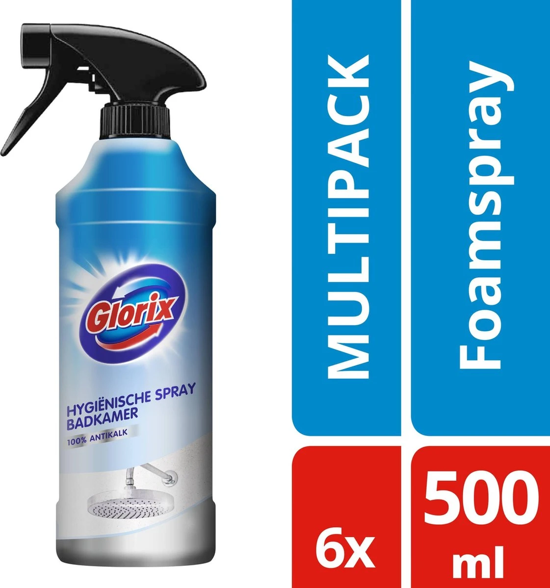 Glorix Hygiënische Badkamer Foamspray - 6 X 500 Ml - Voordeelverpakking