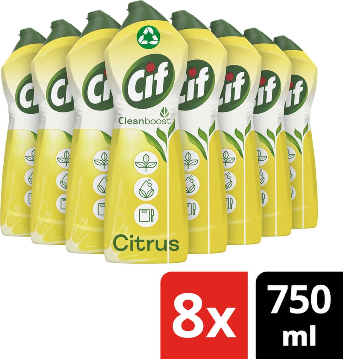Cif CleanBoost Cream Citroen Schuurmiddel - 8 X 750 Ml - Voordeelverpakking - Afbeelding 7