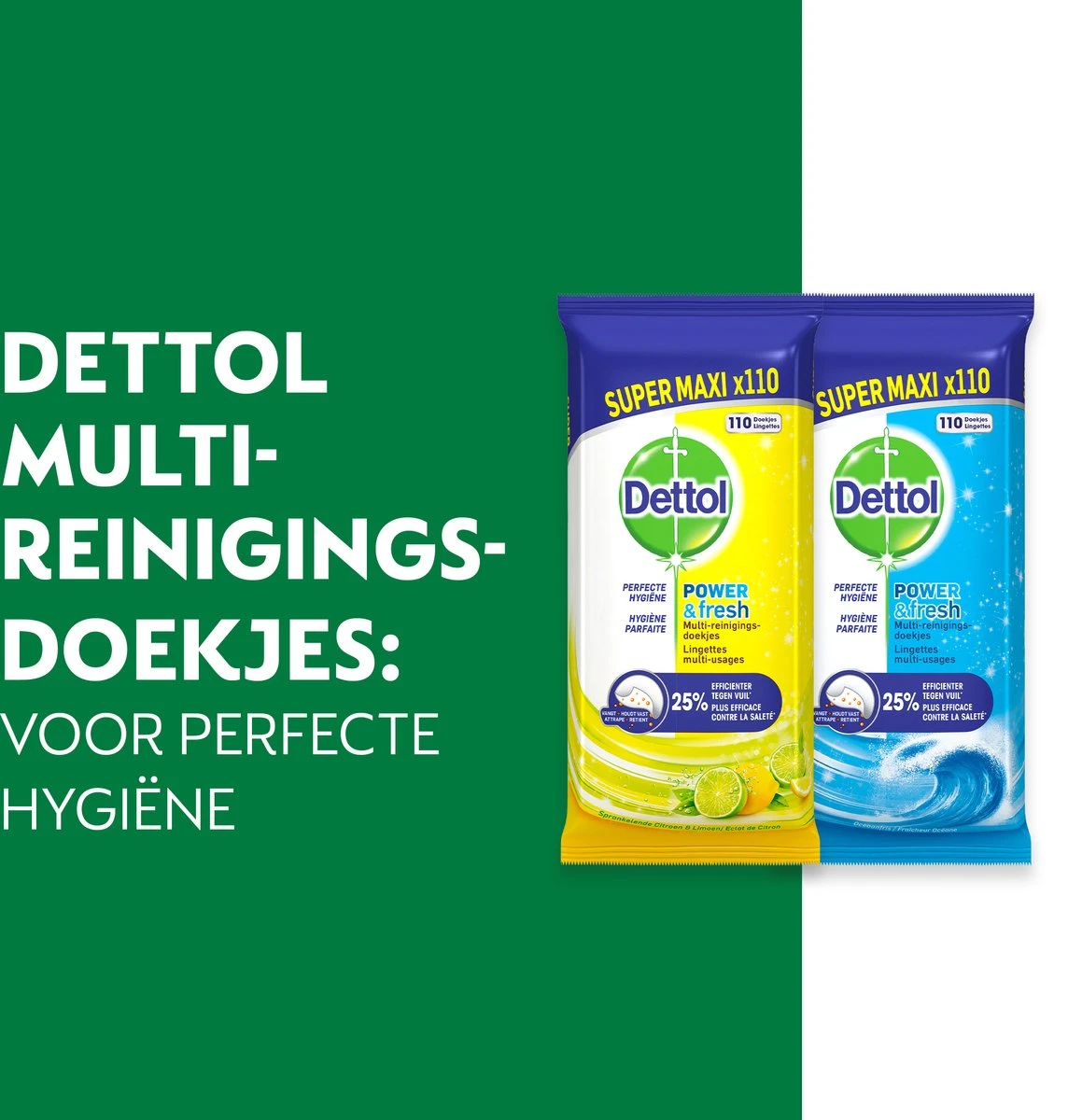 Dettol - 440 Schoonmaakdoekjes Power & Fresh - Citrus 220 Stuks - Oceaan 220 Stuks - Voordeelverpakking - Afbeelding 3