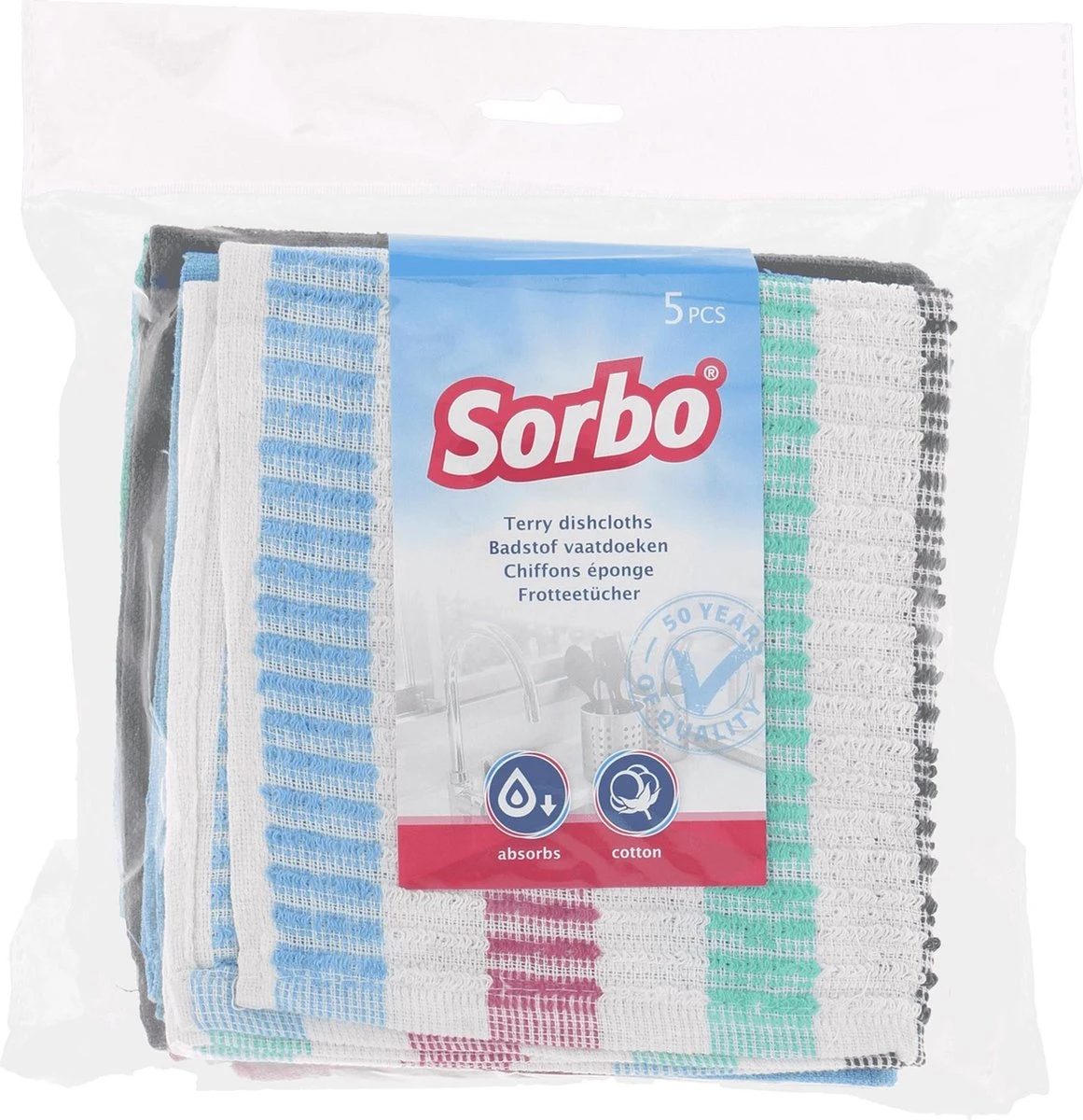 Sorbo Badstof Vaatdoeken 35 X 35 Cm 5 Stuks - Afbeelding 3