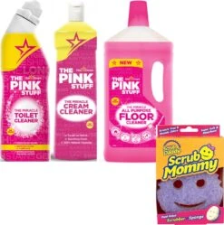 The Pink Stuff Cream Cleaner 500 Ml - The Pink Stuff All Purpose Floor Cleaner - The Pink Stuff Toilet Cleaner & The Original Scrub Mommy Paars