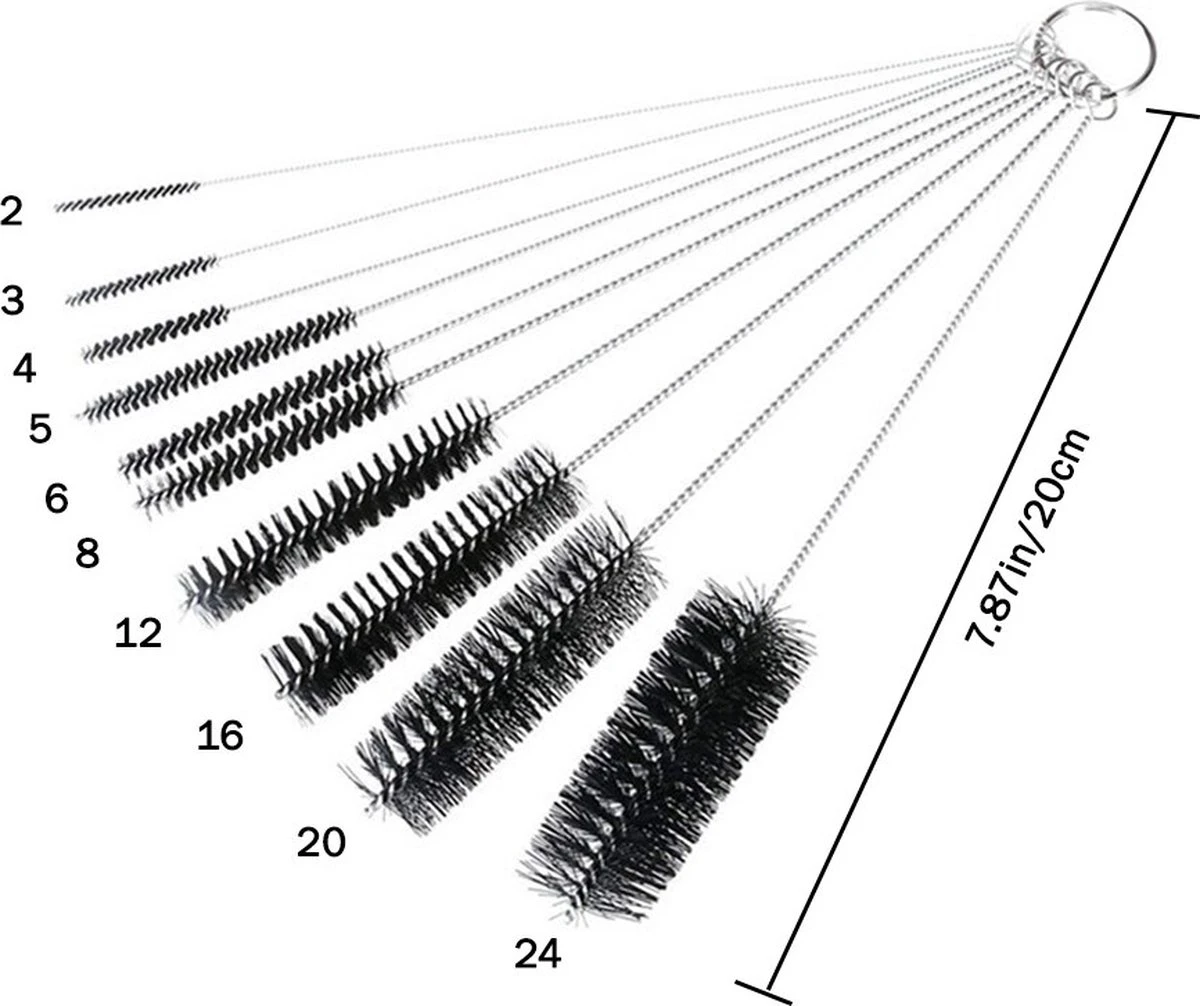 *** Schoonmaak Borstel/Rager Set 10 Stuks - Schoonmaak Ragertjes - Borstels Herbruikbare Rietjes - Van Heble®*** - Afbeelding 7