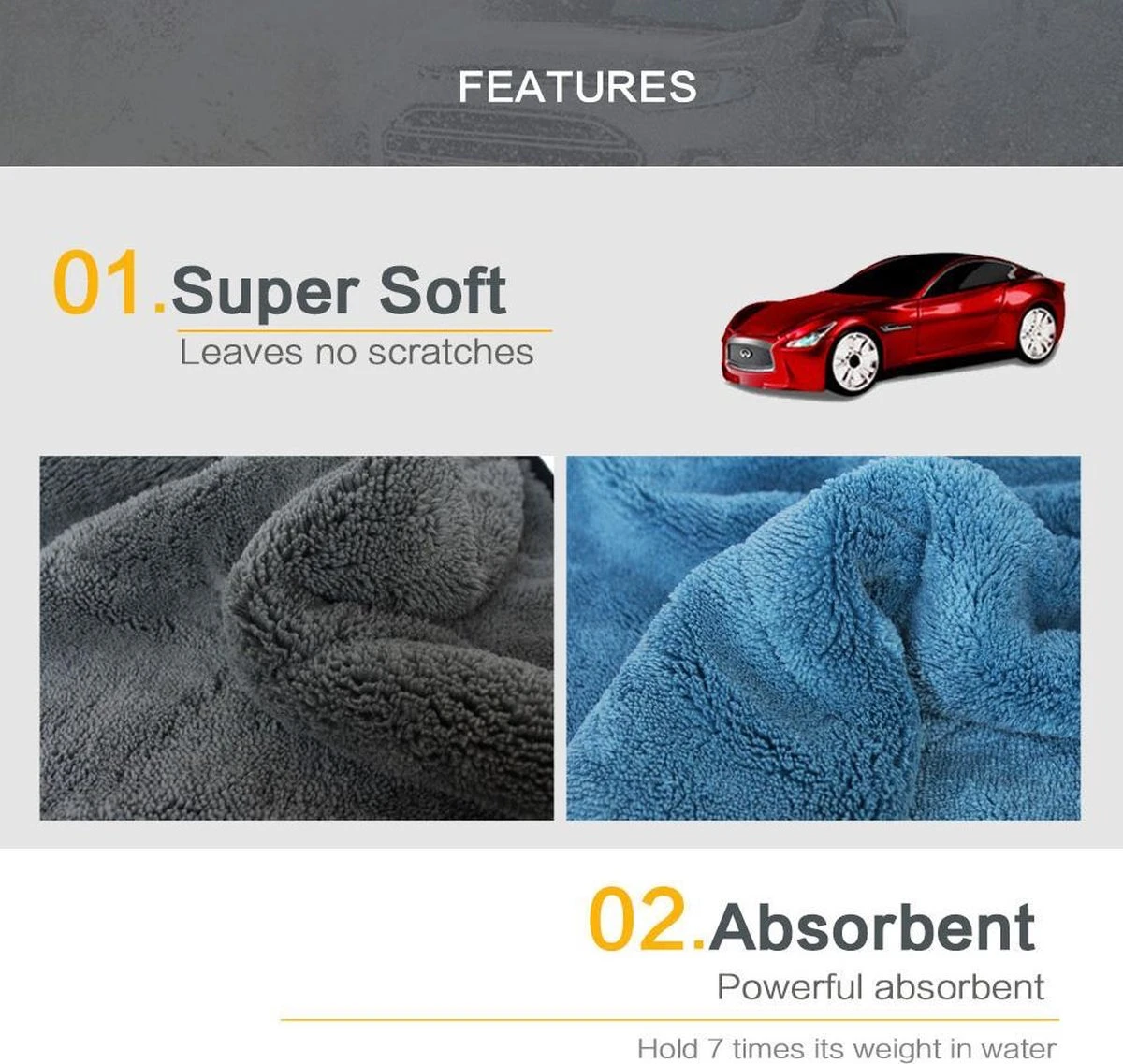 Droogdoek Auto - Watermagneet - Microvezel - Doek - 45 X 38 Cm - Blauw - Super Zacht! - Afbeelding 7