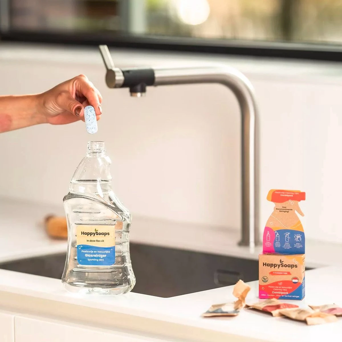 HappySoaps Cleaning Tabs - Combipack Met 4 Verschillende Tabs - Allesreiniger, Keukenreiniger, Glasreiniger En Sanitairreiniger - 100% Plasticvrij, Duurzaam & Vegan - Afbeelding 2