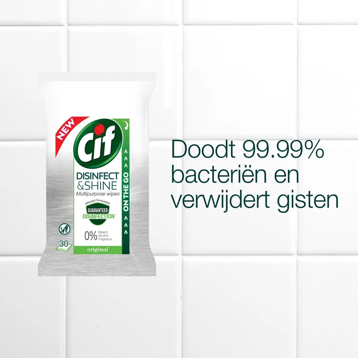 Cif Disinfect & Shine Wipes Original Desinfectie Schoonmaakdoekjes - 12 X 30 Doekjes - Voordeelverpakking - Afbeelding 11