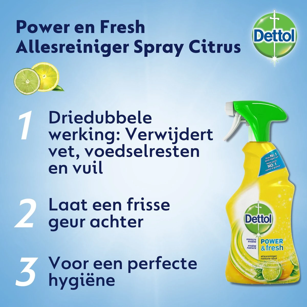 Dettol - Power & Fresh - Allesreinger Spray - Citrus - 6 X 500 Ml - Afbeelding 2