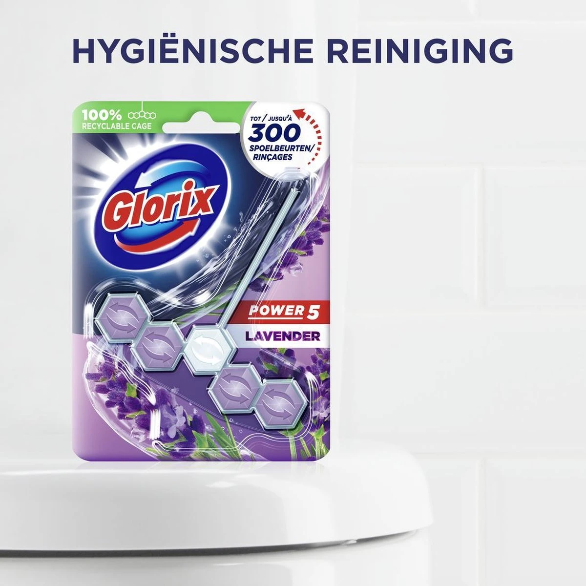 Glorix Power 5 Toiletblokken - Lavendel - 9 Stuks - Voordeelverpakking - Afbeelding 4