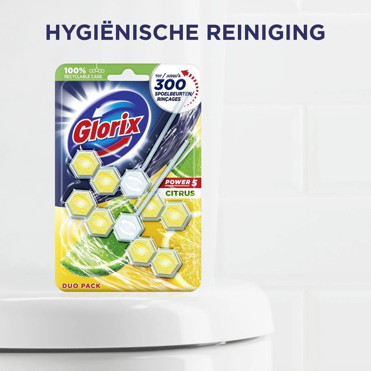 Glorix Power 5 Toiletblokken - Citroen - 7 X 2 Stuks - Voordeelverpakking - Afbeelding 5