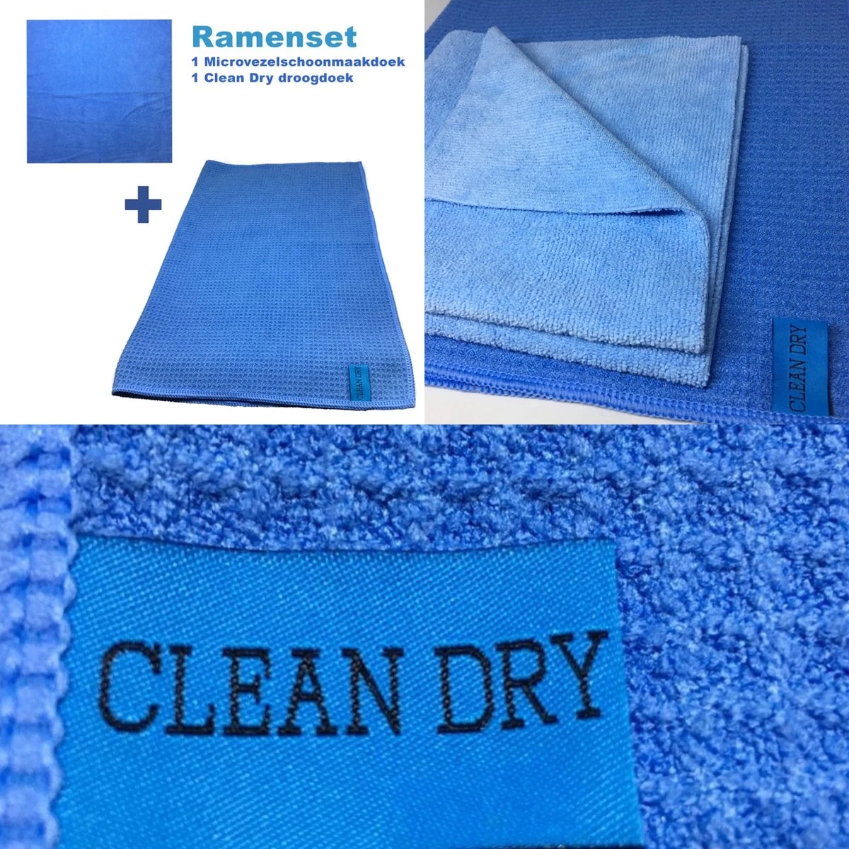 Merkloos Ramenset Raamdoeken Microvezel Glasdoeken Droogdoek Ramen Clean Dry Blauw/blauw - Afbeelding 3