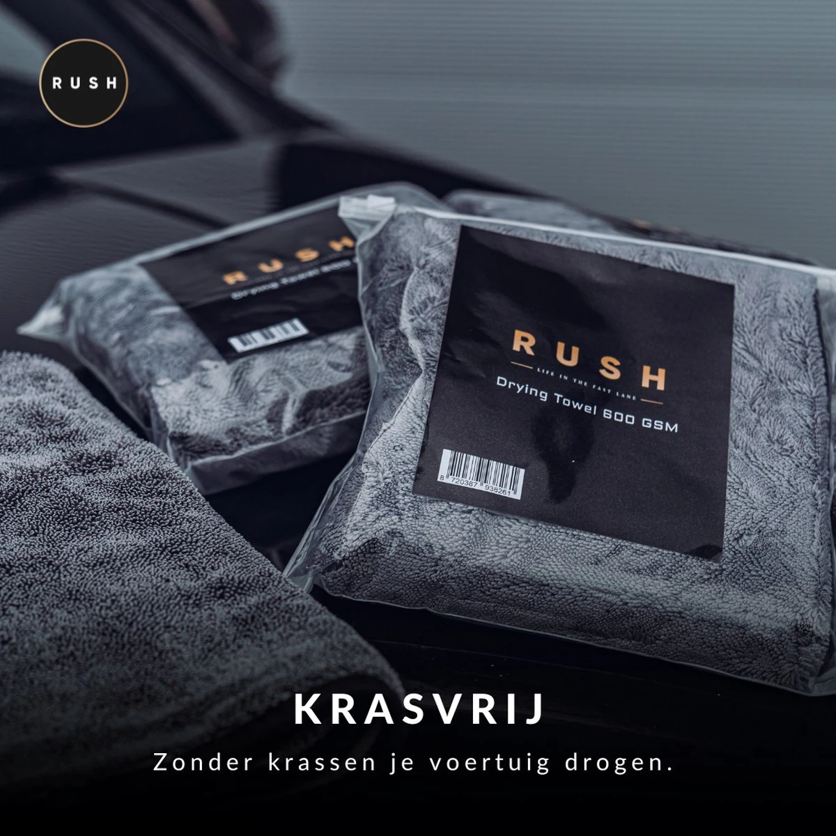 RUSH Microvezeldoek - Droogdoek - Auto Wassen - Auto & Motor - 60 X 80 Cm - 600GSM - Afbeelding 4