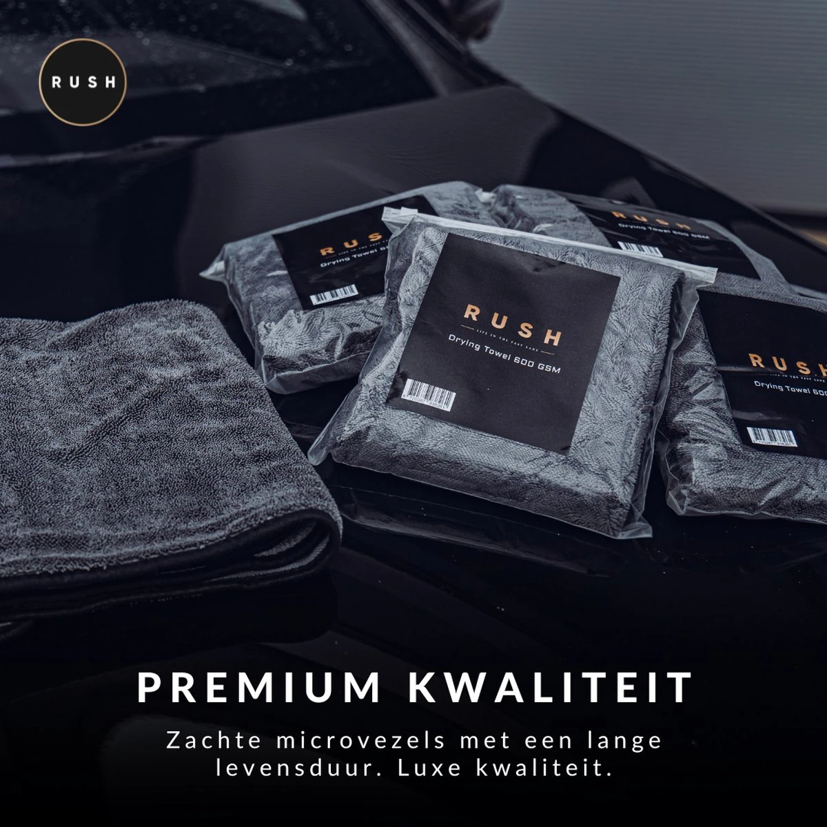 RUSH Microvezeldoek - Droogdoek - Auto Wassen - Auto & Motor - 60 X 80 Cm - 600GSM - Afbeelding 8
