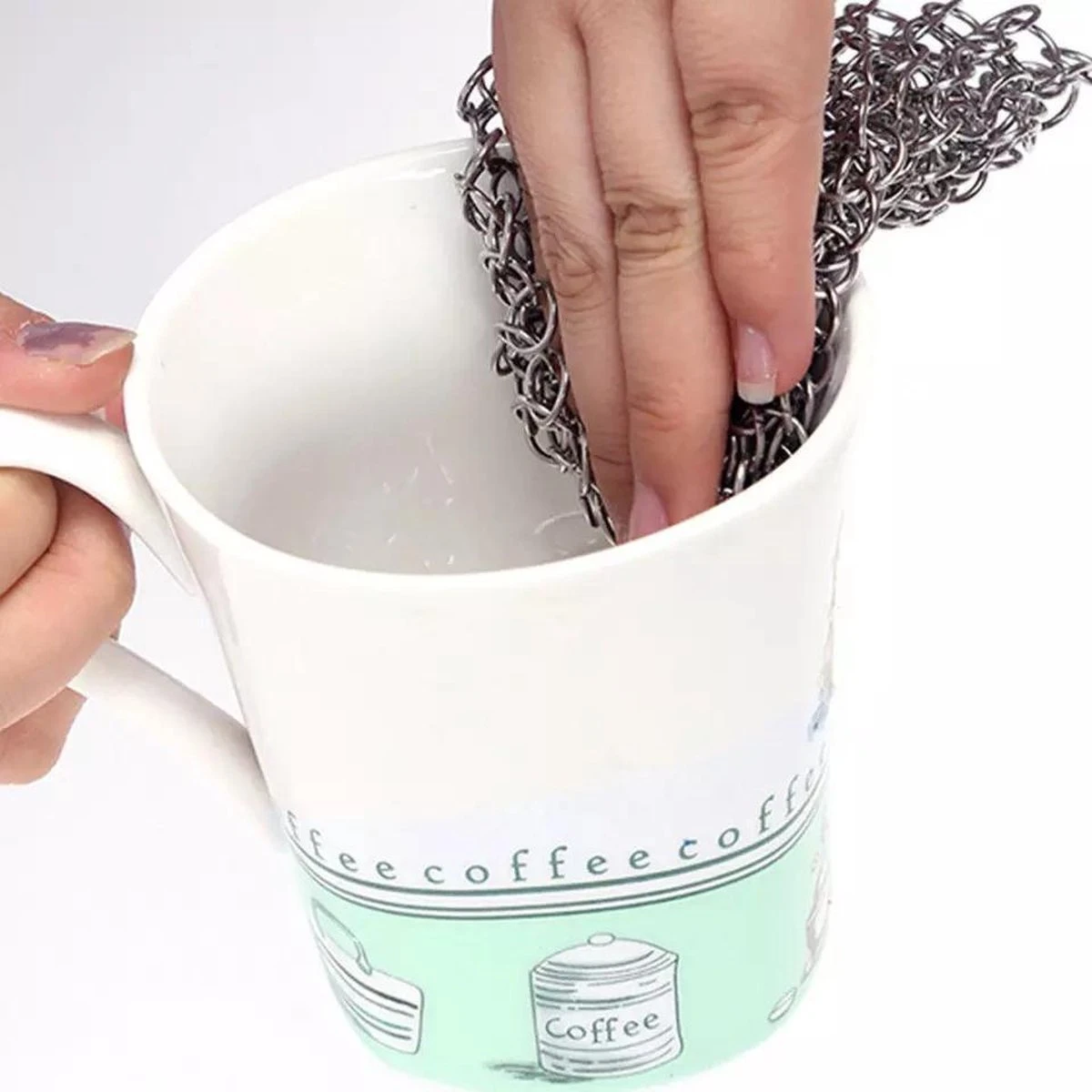 LOUZIR RVS Gietijzer Cleaner Voor Pannen - Metalen Borstel- Scrubmat- Zilver - Afbeelding 10