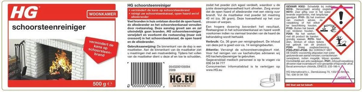 HG Schoorsteenreiniger - 500 Gr - Voor Schoorsteenkanaal, Open Haard En Allesbrander - Afbeelding 2