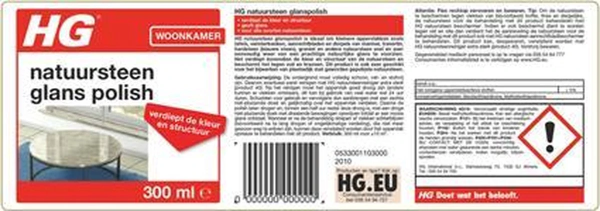 HG Natuursteen Glans Polish (product 44) - 300ml - Voor Alle Soorten Natuursteen - Afbeelding 2