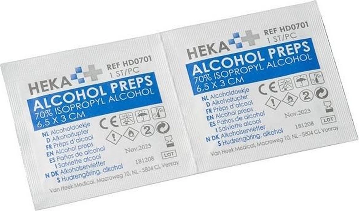 HEKA Alcoholdoekjes - 100 Stuks - Afbeelding 3