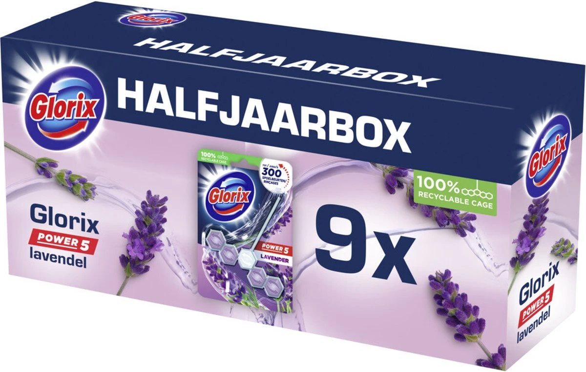 Glorix Power 5 Toiletblokken - Lavendel - 9 Stuks - Voordeelverpakking - Afbeelding 7