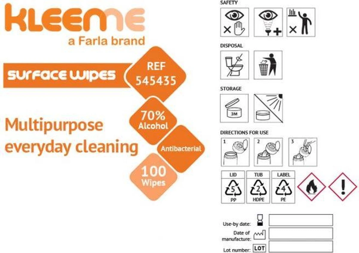 Schoonmaakdoekjes - Ontsmettingsdoekjes - Desinfectiedoekjes - Desinfectie Doekjes - KleenMe - Alcohol Doekjes - Alcoholdoekjes - Allesreiniger Zachte Antibacteriële Alcohol Wipes- 100 Doekjes - Met Dispenser - 70% Alcohol - 185 X 110mm - Afbeelding 6