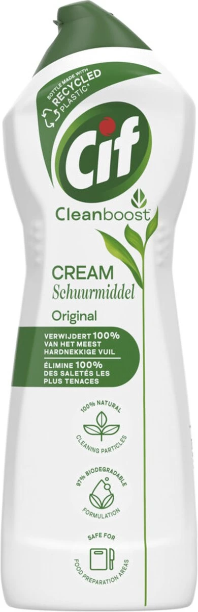 Cif CleanBoost Cream Original Schuurmiddel - 8 X 750 Ml - Voordeelverpakking - Afbeelding 2