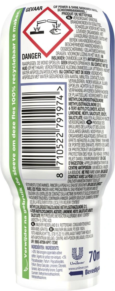 Cif Power & Shine Badkamer Ecorefill Capsule - 10 X 70 Ml - Voordeelverpakking - Afbeelding 3