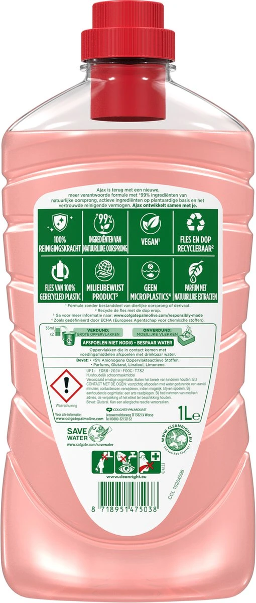 Ajax® Ajax Allesreiniger Fête Des Fleurs Hibiscus 6 X 1L - Voordeelverpakking - Afbeelding 2