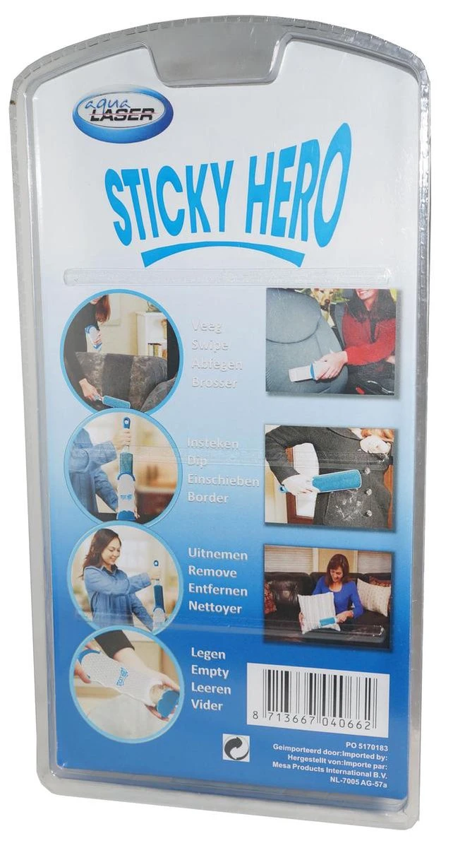 Aqua Laser Sticky Hero - KLedingborstel - Blauw/Wit - Afbeelding 6