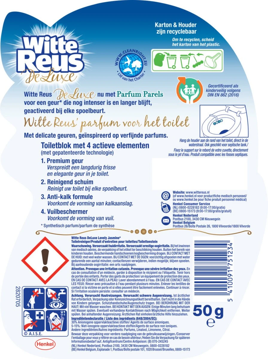 Witte Reus DeLuxe Toiletblok - Lovely Jasmine - WC Blokjes Voordeelverpakking - 10 Stuks - Afbeelding 2