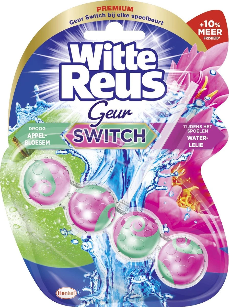 Witte Reus Toiletblok Geur Switch - Appel Waterlelie - WC Blokjes Voordeelverpakking - 10 Stuks - Afbeelding 2