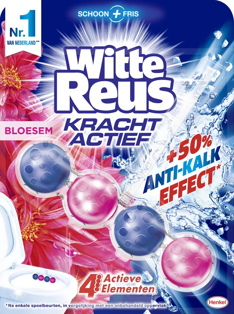 Witte Reus Kracht Actief Toiletblok - Bloesem - WC Blokjes Voordeelverpakking - 10 Stuks - Afbeelding 2