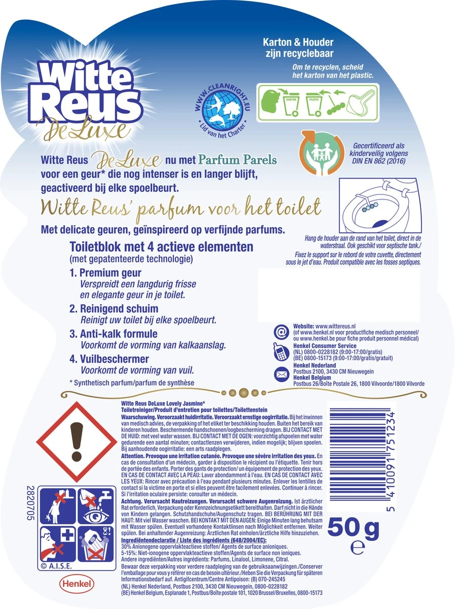 Witte Reus DeLuxe Toiletblok - Lovely Jasmine - WC Blokjes Voordeelverpakking - 10 Stuks - Afbeelding 9