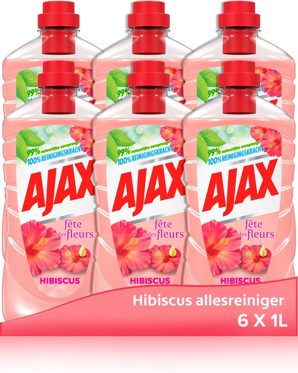 Ajax® Ajax Allesreiniger Fête Des Fleurs Hibiscus 6 X 1L - Voordeelverpakking
